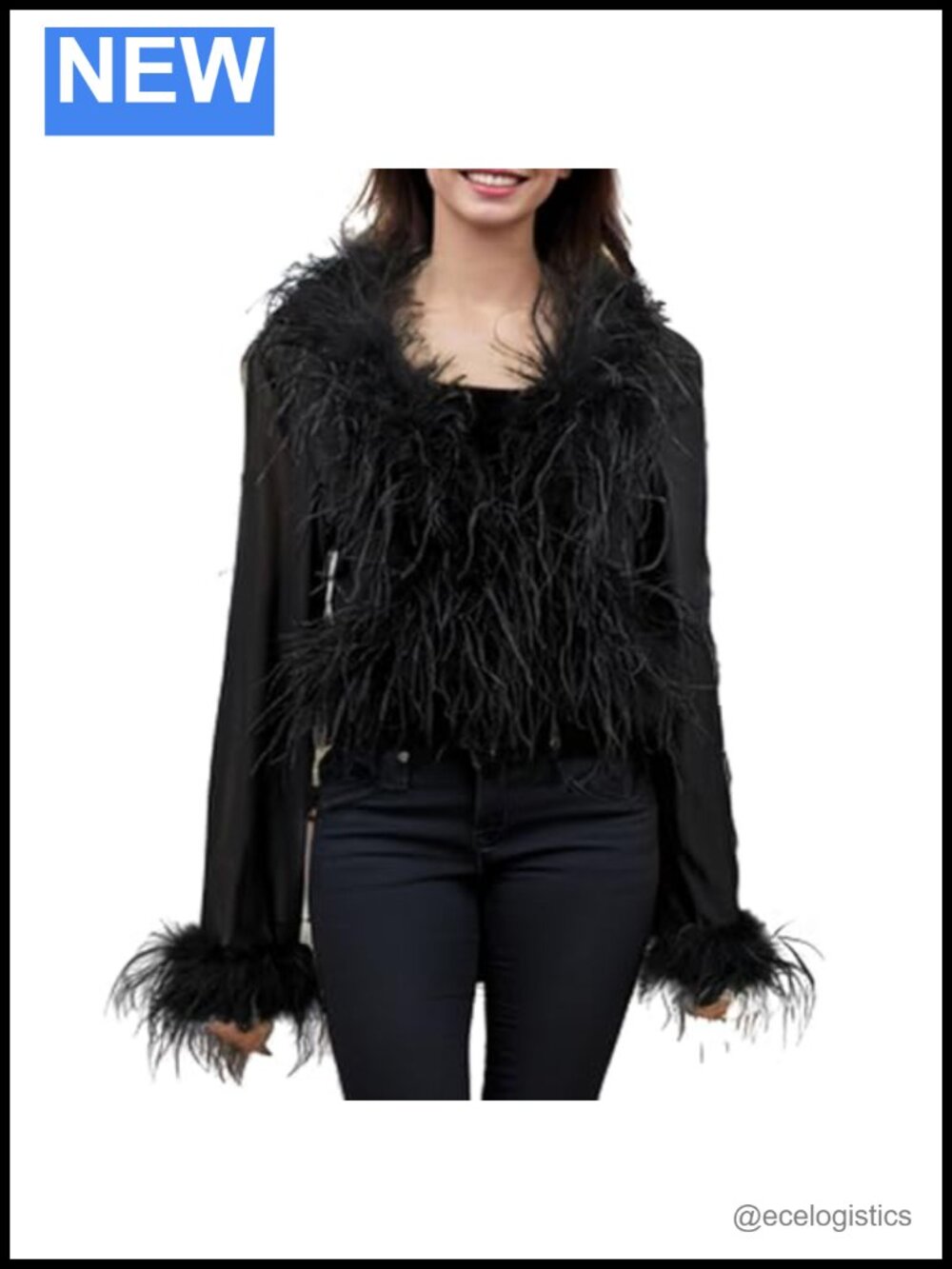 Real Ostrich Feather Trim Mesh Crop Top See-Through Sheer Blouse Clubwear Y2K